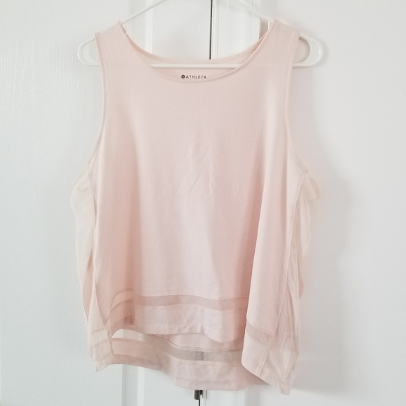 🌊Shell Pink🌊 Athleta sz L Tank with Mesh Inserts - Picture 1 of 4
